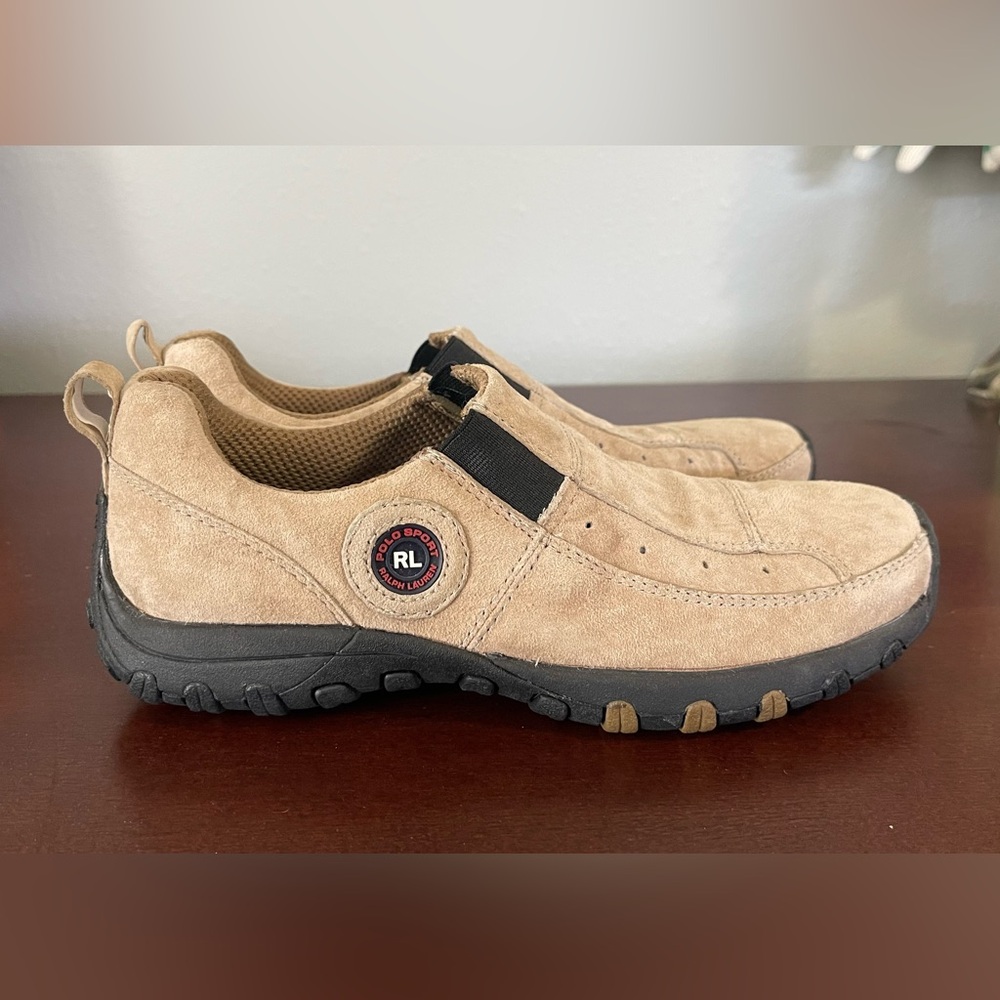 Polo Sport Ralph Lauren Vintage Suede Loafers in Camel Color | Size 6.5B
